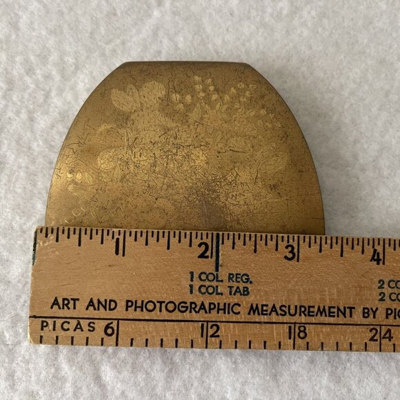 Elgin American Mirrored Compact Makeup Case Gold Tone Cherubs Flowers Midcentury - Picture 5 of 16